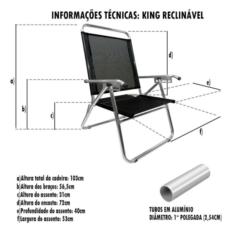 Sillón Aluminio Reforzado King Zaka Negro