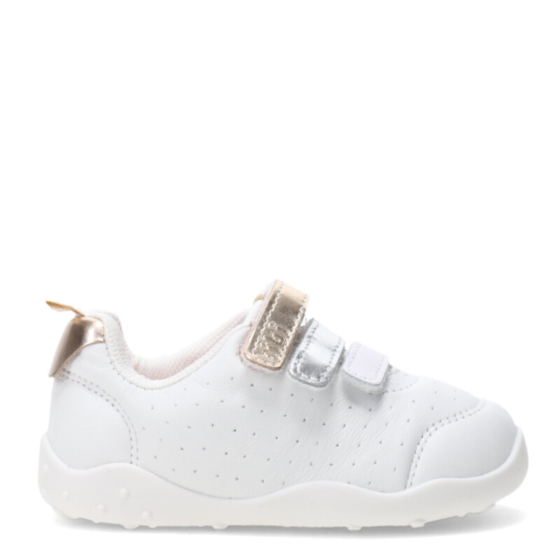 Championes Infantiles Bibi Fisioflex c/Velcros Blanco - Dorado - Plateado