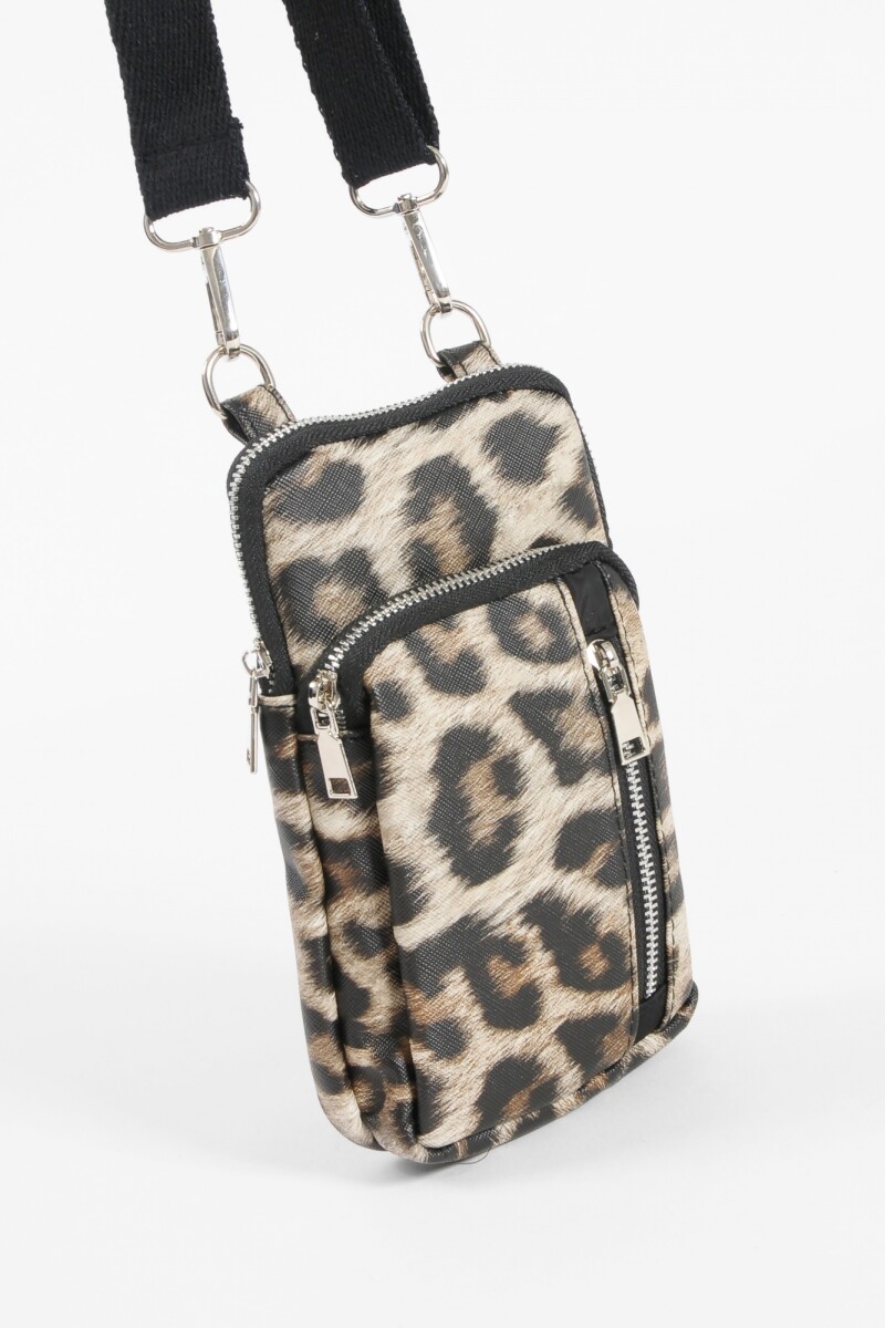 Porta celular tela cordón animal print