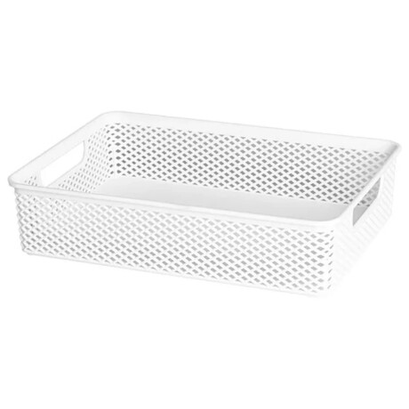 Caja Cesto Organizador en Plástico Calado Línea 23x16x6Cm Blanco