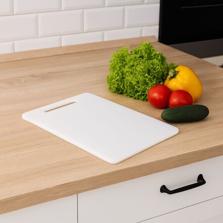 Tabla de picar PVC con canal 35cm x 25cm Blanco