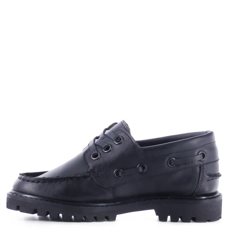 Zapato de Niño Boomerang leñador TAP de cuero para uniforme Negro
