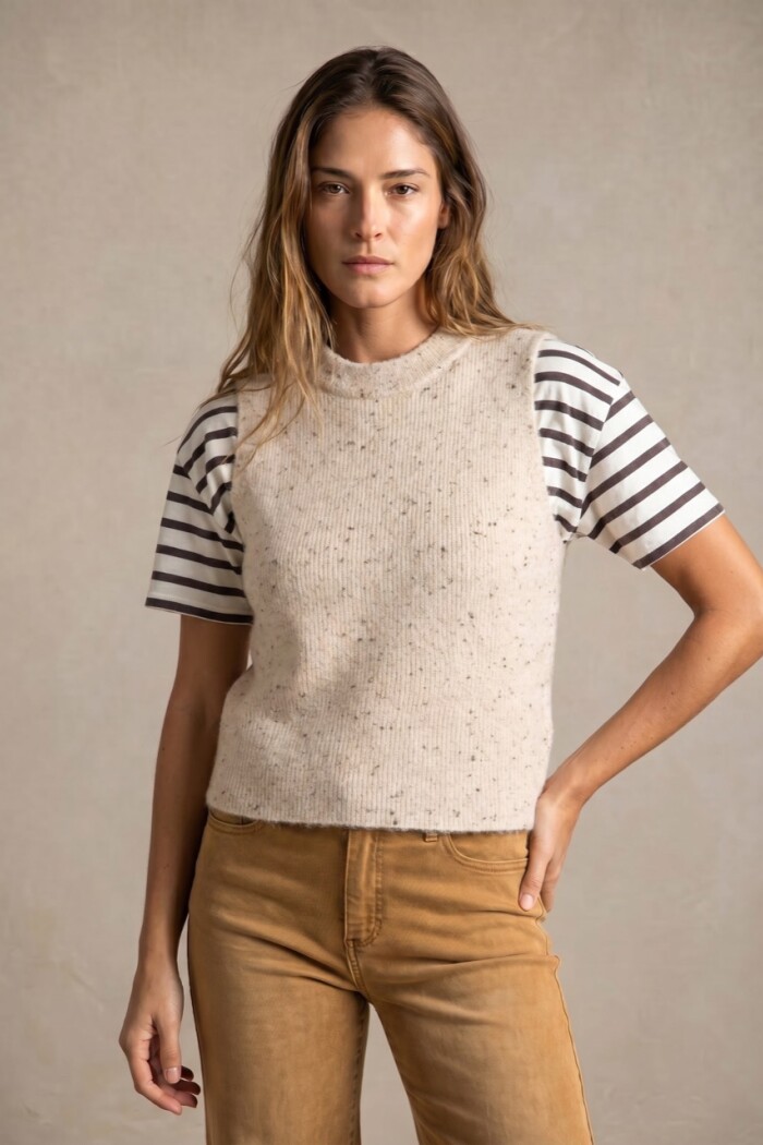 Chaleco Tejido Beige Melange