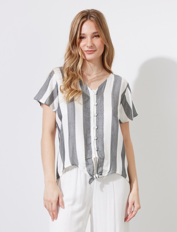 Blusa Botones Nudo GRIS