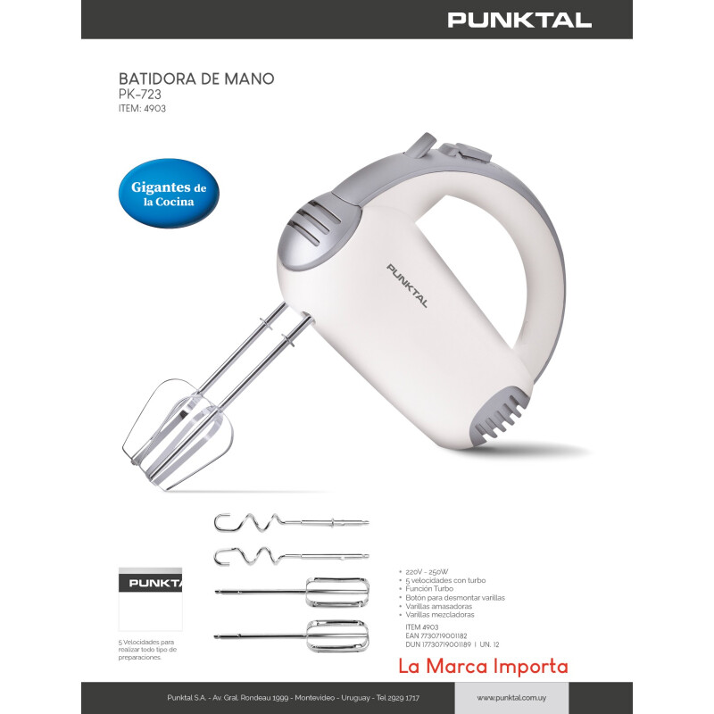 Batidora de Mano Punktal PK-723 – Simple, práctica y funcional Batidora de Mano Punktal PK-723 – Simple, práctica y funcional