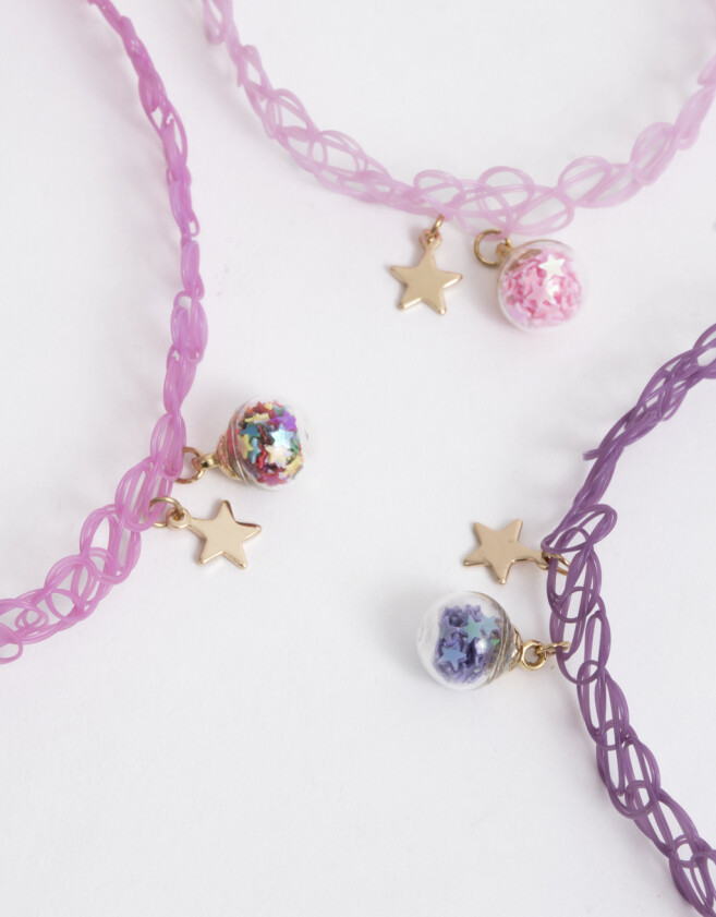 Collares Infantiles Con glitter Set De Collares Tattoo - Dorado