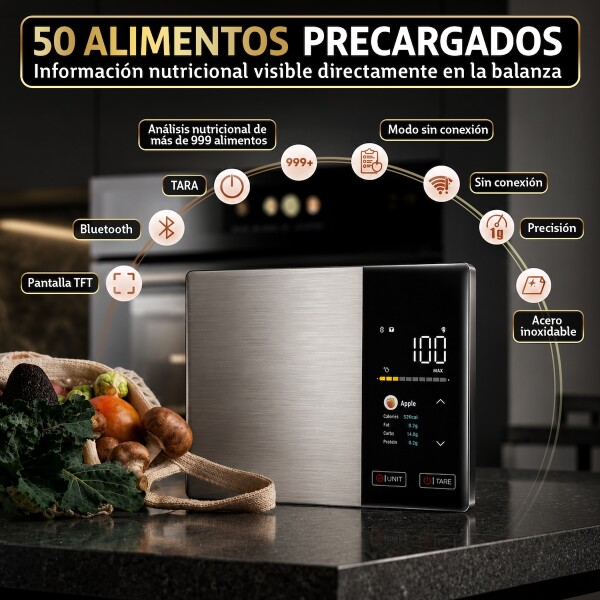 Balanza Inteligente De Cocina Digital con Precision 1g y Medicion Peso hasta 5kg Balanza Inteligente De Cocina Digital con Precision 1g y Medicion Peso hasta 5kg
