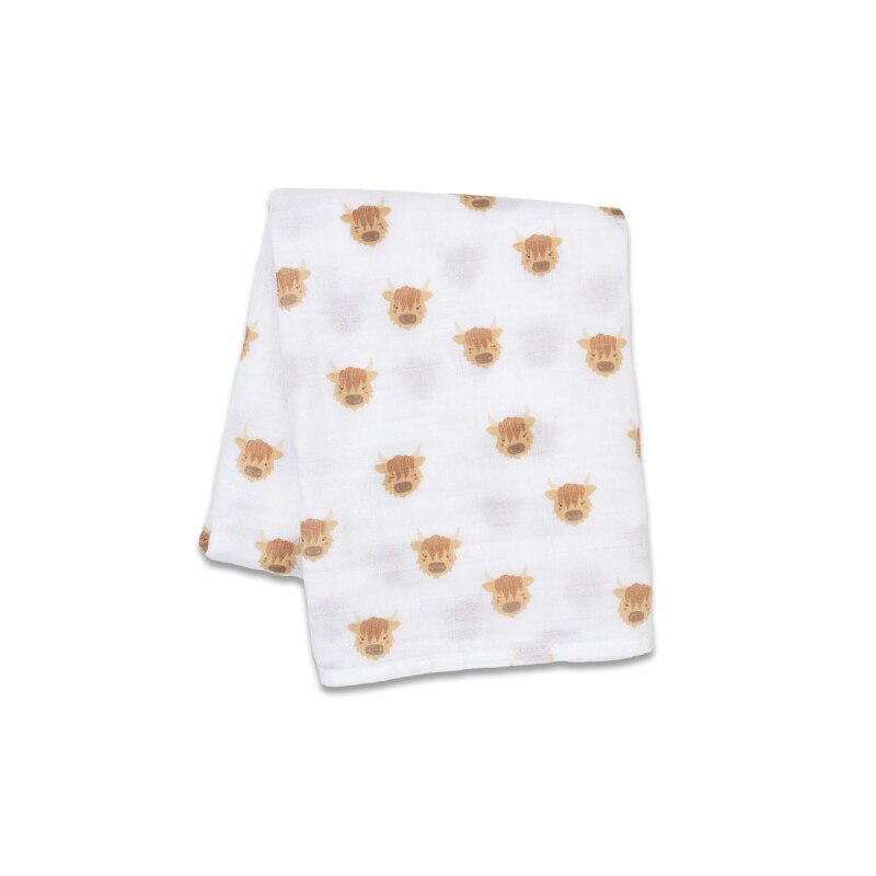 LJ4 Manta Muselina Lulujo 100x100 Highland Cows Lulujo