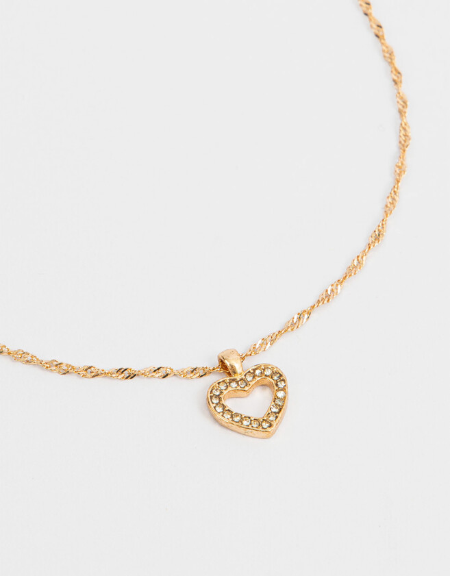 Cadena Corta con Dije Con strass Cadena Con Dije De Corazón - Dorado
