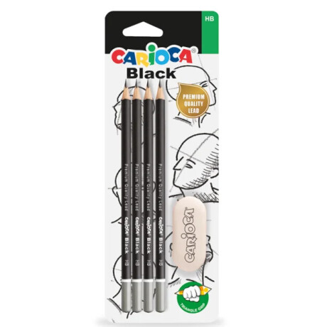 Lapices Carioca Black x 4 + Goma Lapices Carioca Black x 4 + Goma