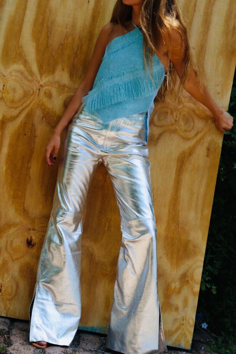Formal Leather Pants Galácticos Plateado