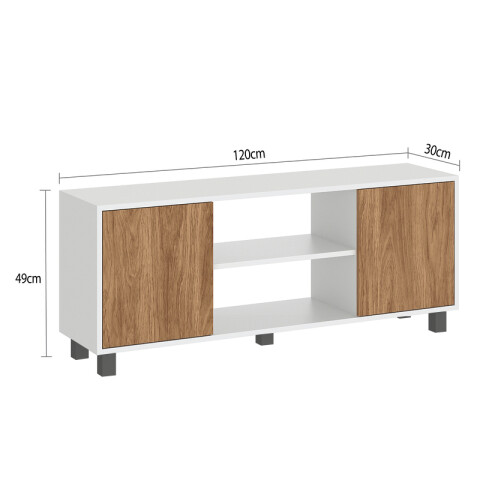 Mueble Rack de Tv Hasta 50" Manhattan de Piso con 2 Puertas y Estantes 120 cm de Ancho - Manchester / Blanco Mueble Rack de Tv Hasta 50" Manhattan de Piso con 2 Puertas y Estantes 120 cm de Ancho - Manchester / Blanco