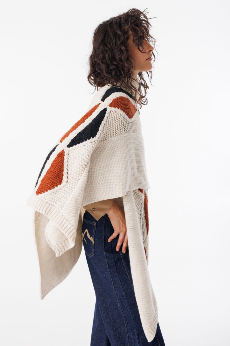 Ruana Cerezo Camel/Negro