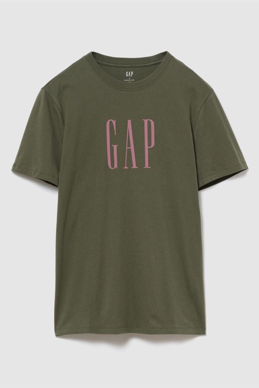 Remera Logo Gap Hombre Tweed Green