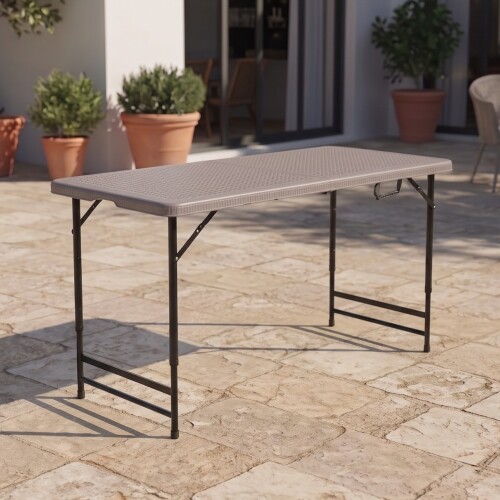 Mesa Plegable altura ajustable 120 cm Marrón Mesa Plegable altura ajustable 120 cm Marrón