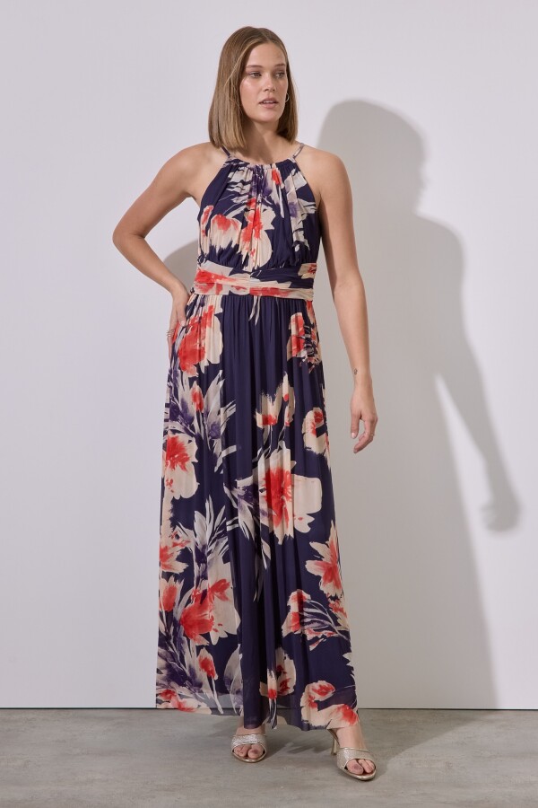 Vestido Maxi Plisado AZUL/MULTI