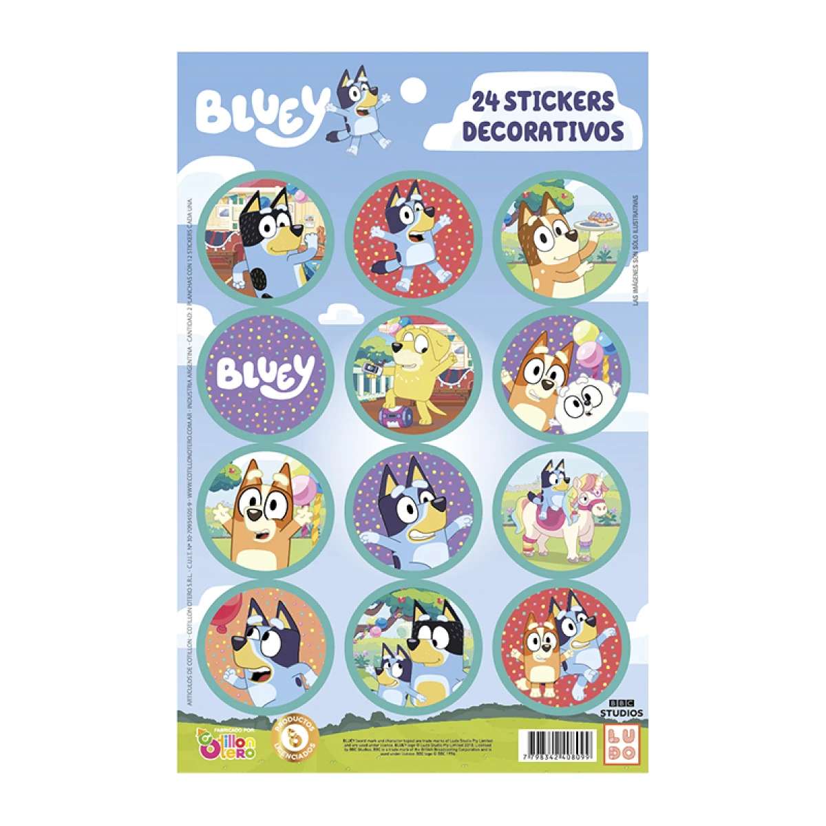 Cotillón Adhesivos x 24 Bluey 