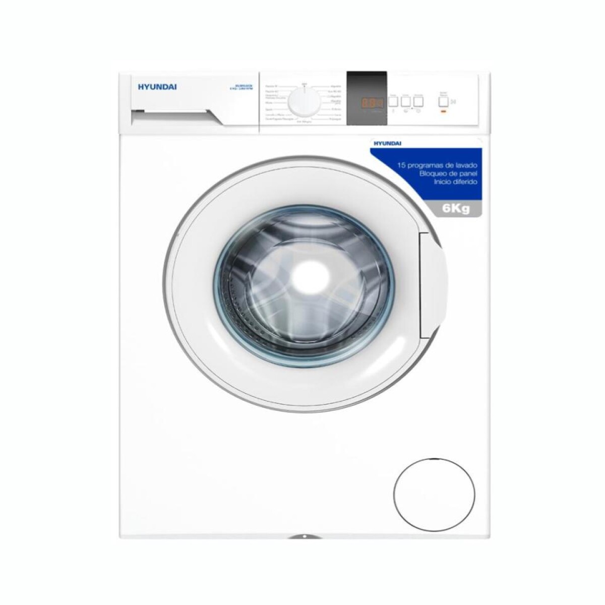 Lavarropas HYUNDAI HYEV6WMW Carga Frontal Capacidad 6Kg - Blanco 