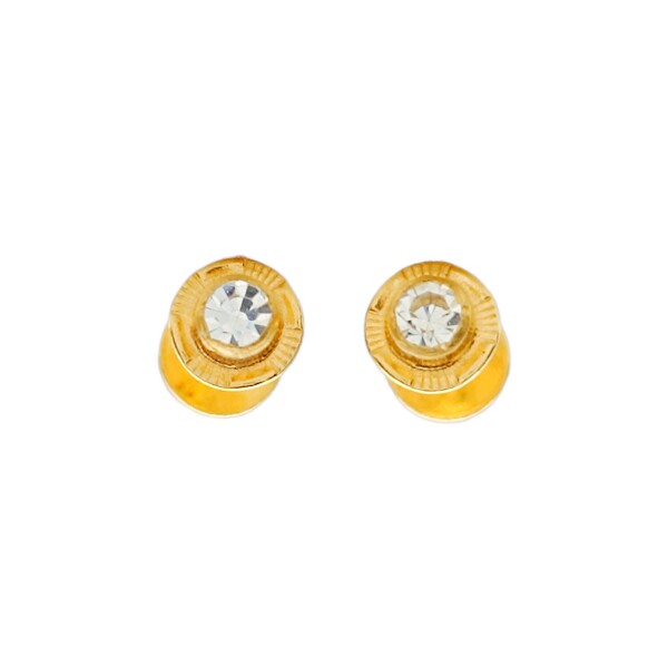 Abridores Zirconia blanca-Oro 18k-Piedra Zirconia-AB9504 conpiedra