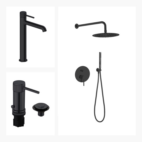 JUEGO DE GRIFERIA INCLUYE LAVATORIO ALTO,BIDET Y DUCHA EMBUTIDA 000