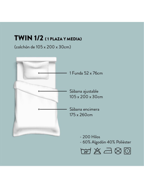 JUEGO DE SABANAS TWIN 90x200CM 200H ABBYS CANNON JUEGO DE SABANAS TWIN 90x200CM 200H ABBYS CANNON