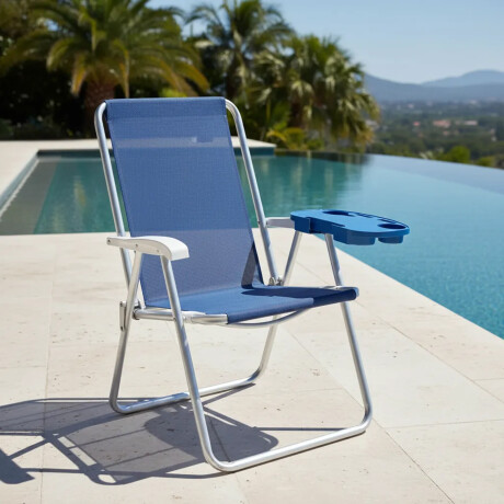 Set de Silla Playa Pleg Alum + Mesa Lateral Portable Azul Azul Marino