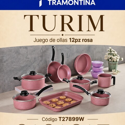Juego de Ollas Tramontina Turim 12P 27899/491 Rosa Juego de Ollas Tramontina Turim 12P 27899/491 Rosa