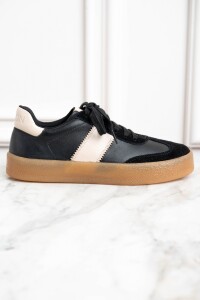 Zapatilla Combinada Cuero Negro