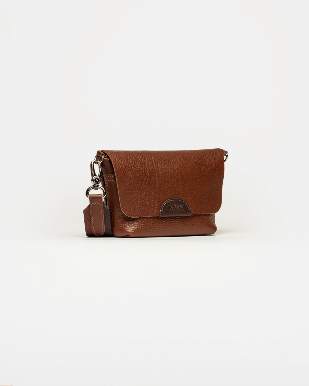 Mini bag Nina en cuero graneado Tabaco Niquel