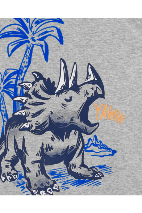 Pijama cuatro piezas de algodón, dos pantalones y dos remeras, diseño dinos Sin color