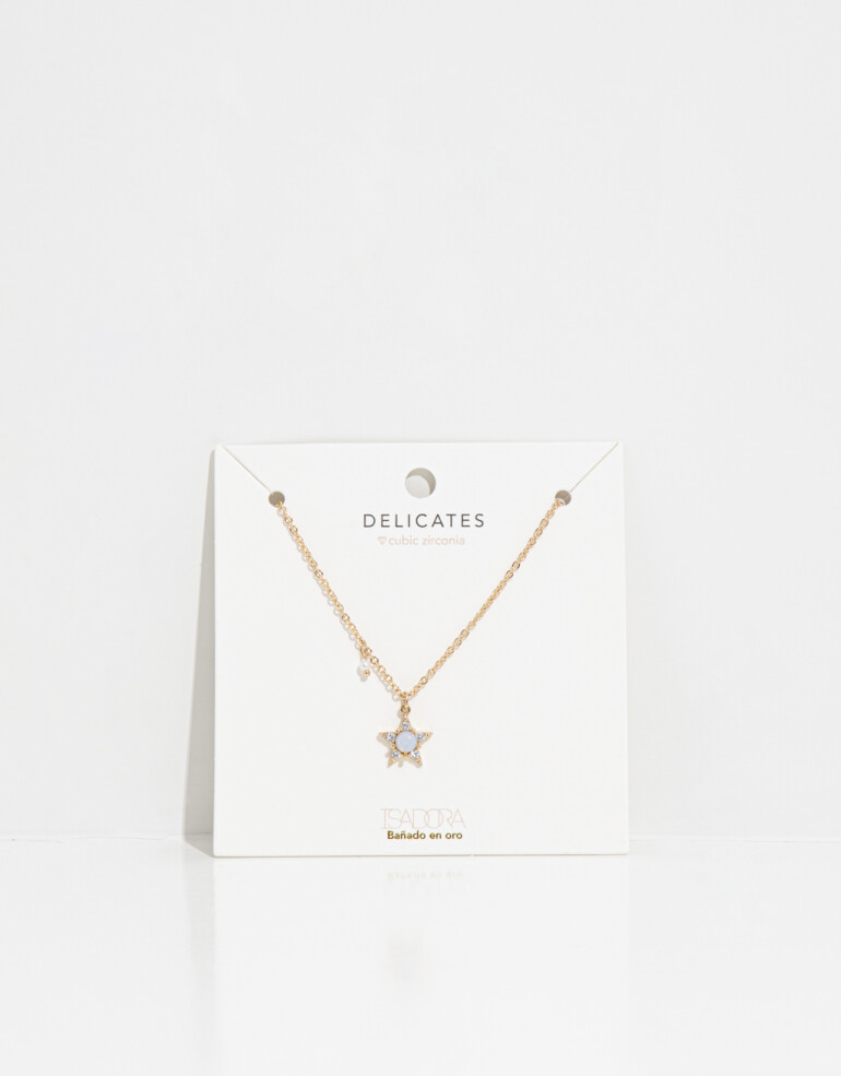 Cadena Corta con Dije Strass Collar Con Dije De Estrella Con Cubic Zirconia - Dorado