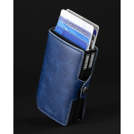 Billetera Baleine Double Kansas en Aluminio y Cuero con Protección RFID Midnight Navy