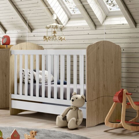 Cuna Abba Mini-Cama Bala de Menta I02 Henn Rústico|Blanco Cuna Abba Mini-Cama Bala de Menta I02 Henn Rústico|Blanco