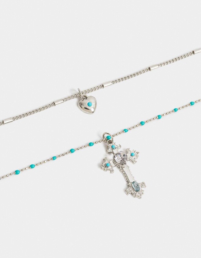 Collares Cortos Religioso Collar Corto Con Cruz - Plateado