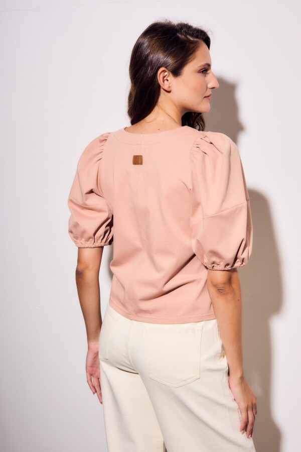 Remera Algodón Manga Globo Rosa