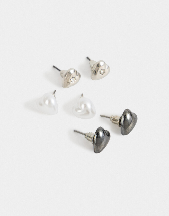 Aros Sets Con corazón Set De Aros Con Corazón - Plateado