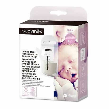 Pack x25 Bolsas Almacenaje Leche Materna Cierre Zip Suavinex Transparente