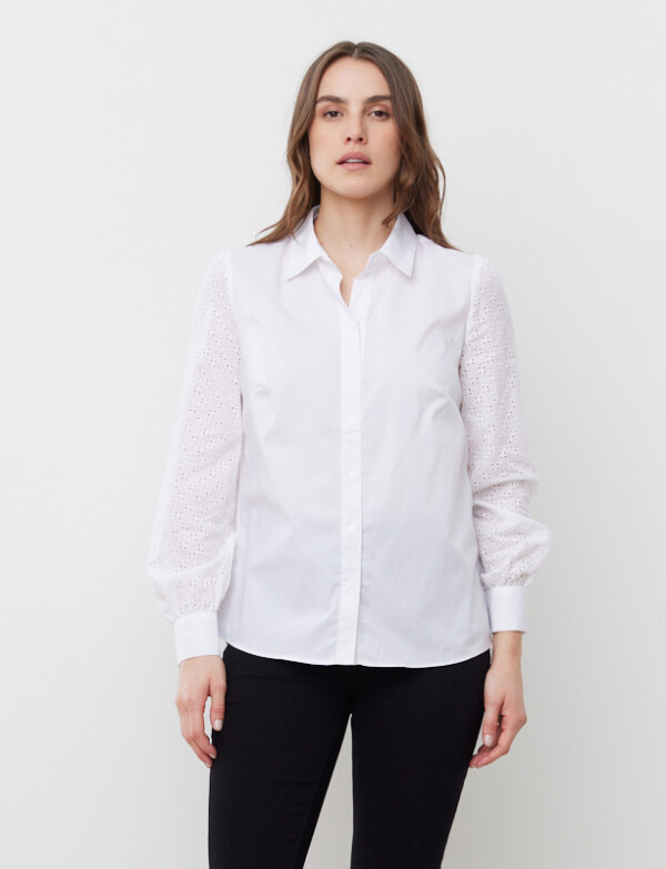 Camisa Algodon Broderie BLANCO