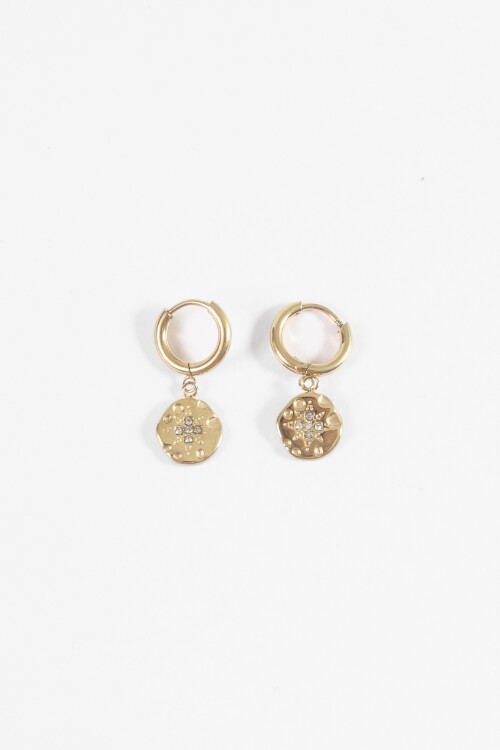 Aros dije medalla strass dorado