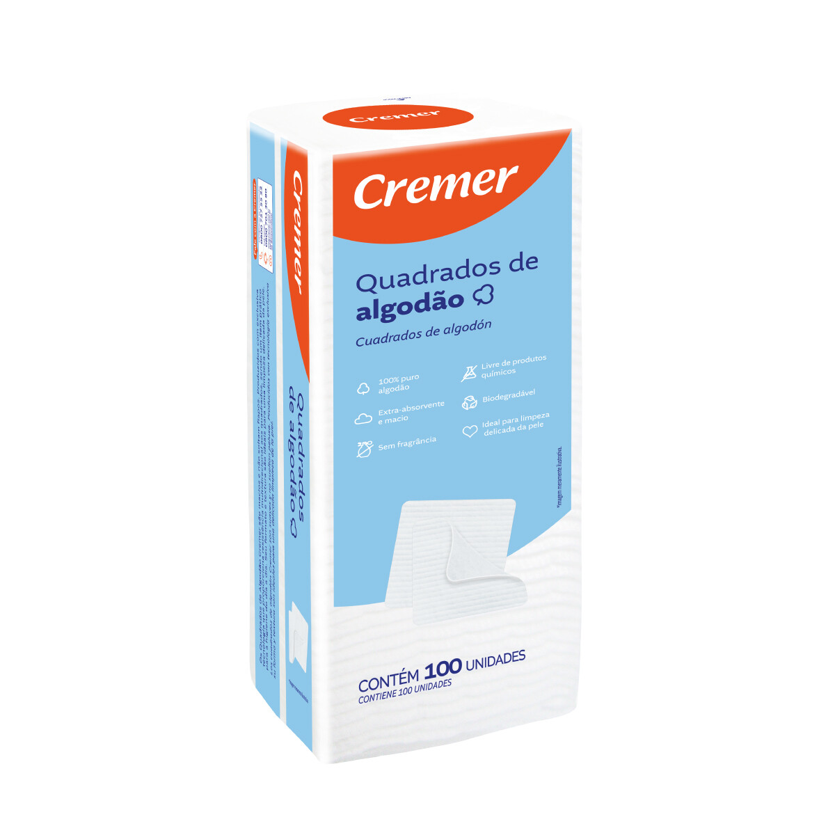 CREMER ALGODON CUADRADO X 100 UNID 
