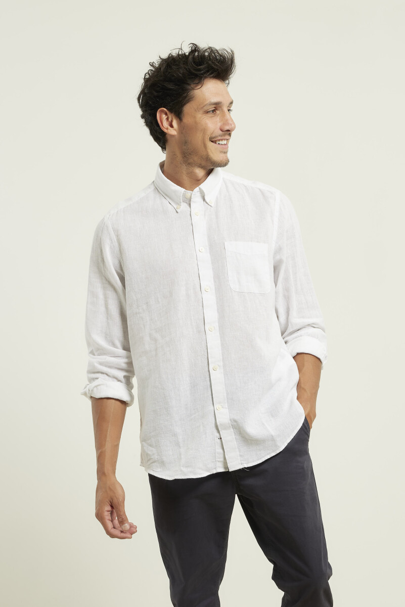 Camisa De Lino Harrington Label - Blanco 