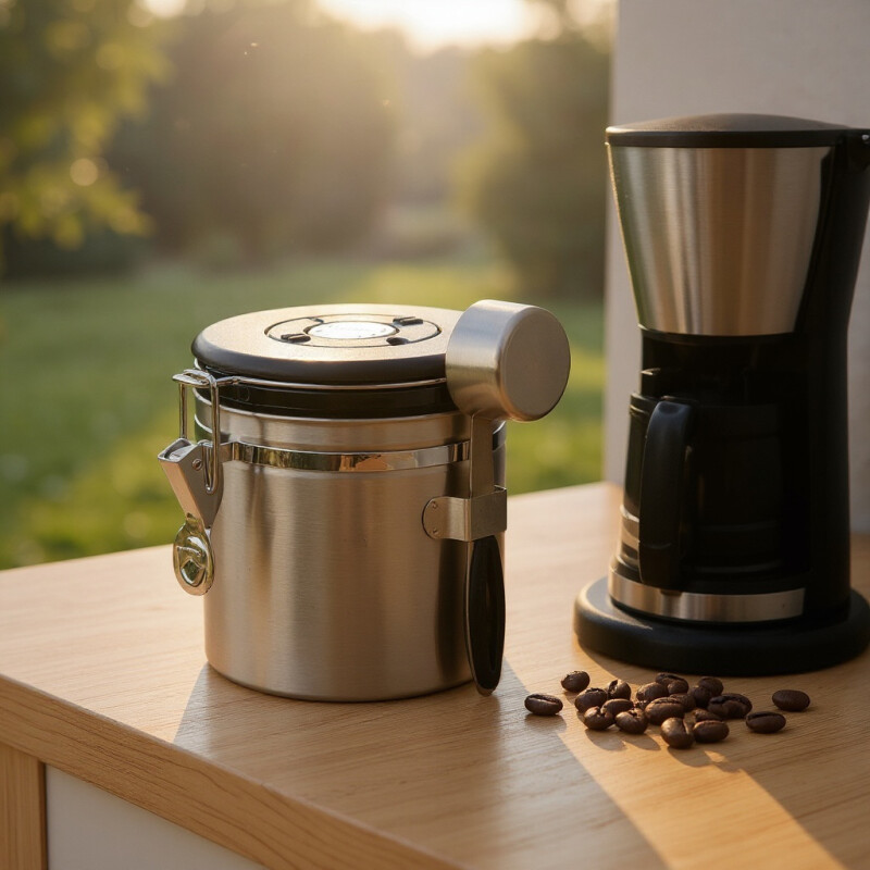 Recipiente Hermetico Ac Inox Para Granos Valv Co2 1.2lt Silver