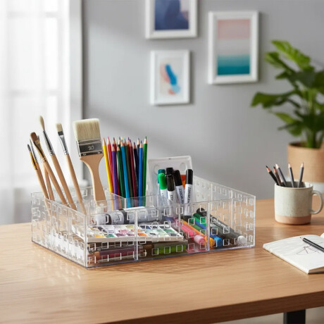 Caja Organizadora Apilable Quadratta Símil Cristal 32x23x8Cm Transparente