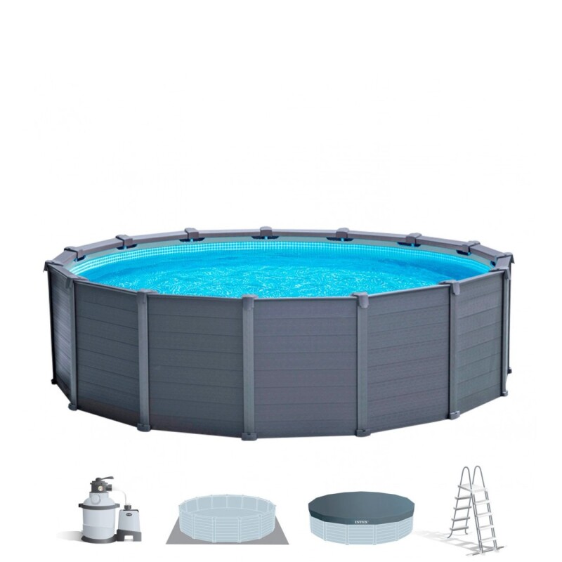 INTEX PISCINA ESTRUCTURAL PREMIUM GRAFITO PANEL 4.78 X 1.24 METROS 16805 LITROS Intex Piscina Estructural Premium Grafito Panel 4.78 X 1.24 Metros 16805 Litros