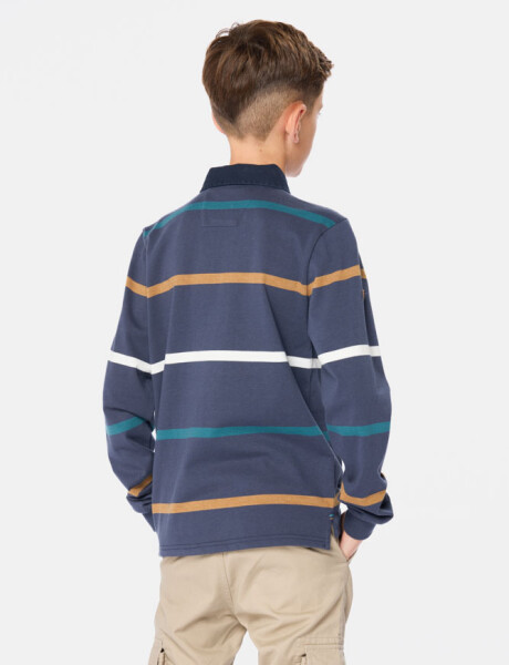 REMERA POLO RAYADA Azul