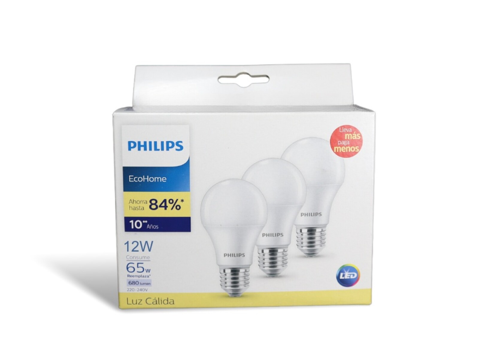 LAMPARA ECOHOME LED BULBO 12W E27 3000KHV PACK 3 