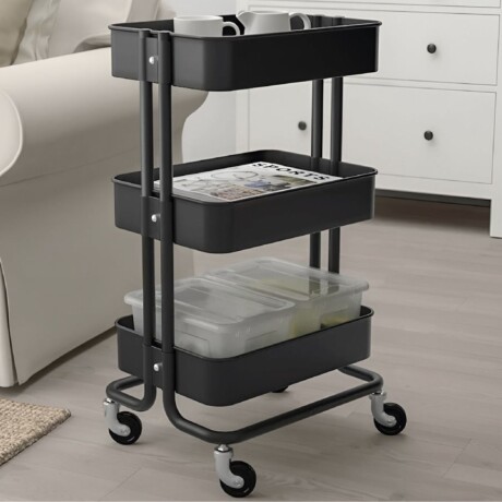 Carrito Organizador Multiuso Selecta Metálico 3 Estantes Negro