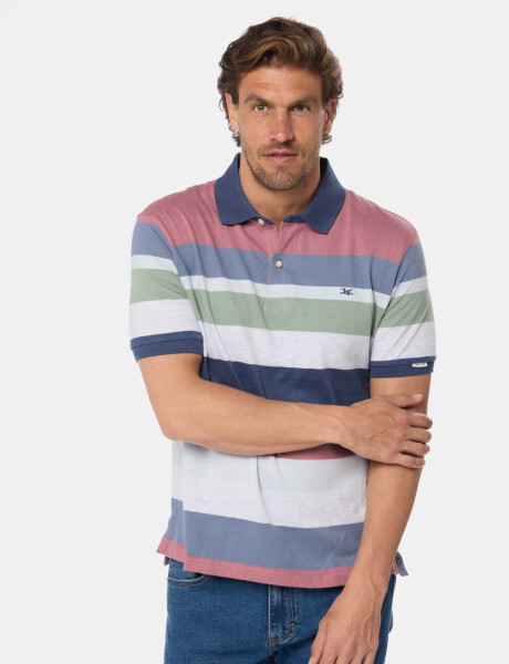 REMERA POLO JERSEY RAYADA Rosado