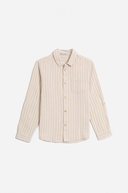 Camisa rústica rayada BEIGE