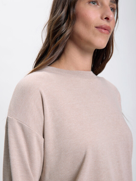 Buzo tejido cuello a la base Beige